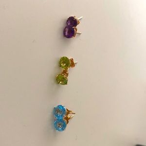New Stud earrings in amethyst, peridot and blue topaz!